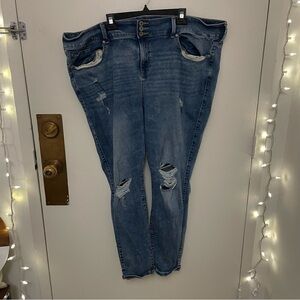 Torrid Dark Blue Distressed Skinny Jeans